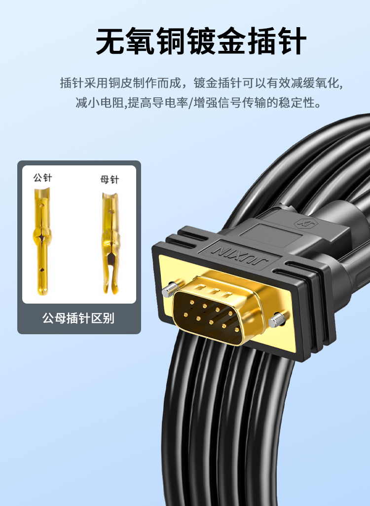 纯铜DB9连接线9针RS232串口线485通讯线公对公对母对母直连交叉 - 图0