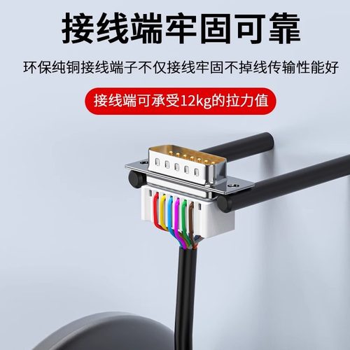 小体积DB15免焊接公头薄款15P母头连接器15针免焊接线端子插头 - 图1