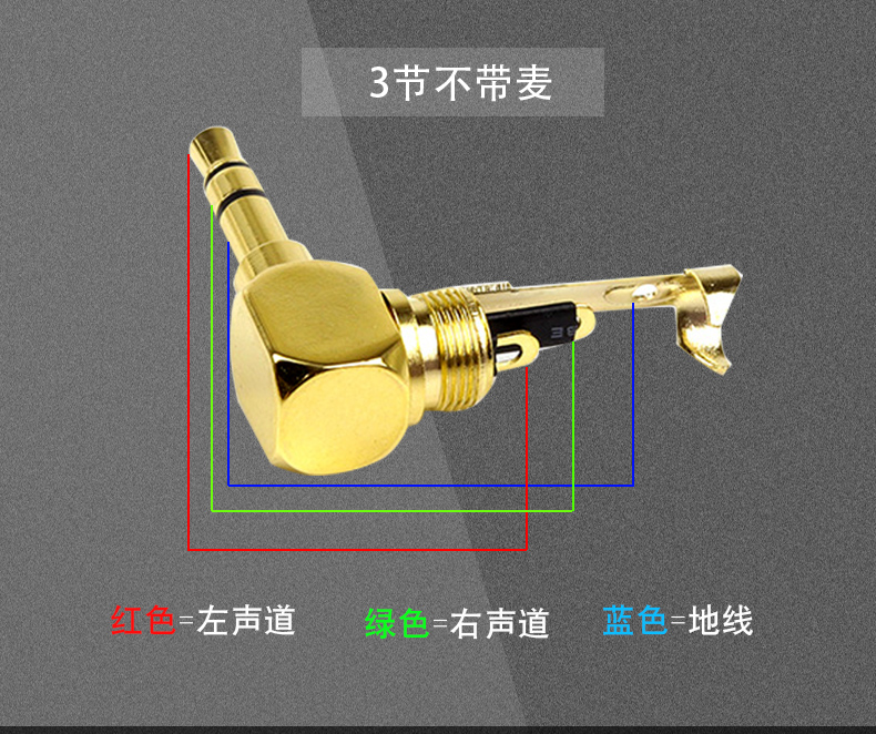 3.5mm耳机焊接头3节手机耳机DIY配件双声道耳机插头镀金音频插头 - 图3