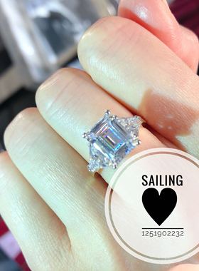 香港克拉祖母绿切割钻石戒指现货