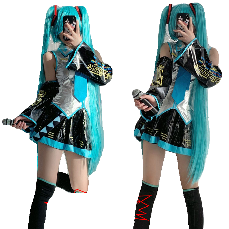 初音未来cos服MIKU公式服日本少女动漫白银漆皮JK女装cosplay套装-图3