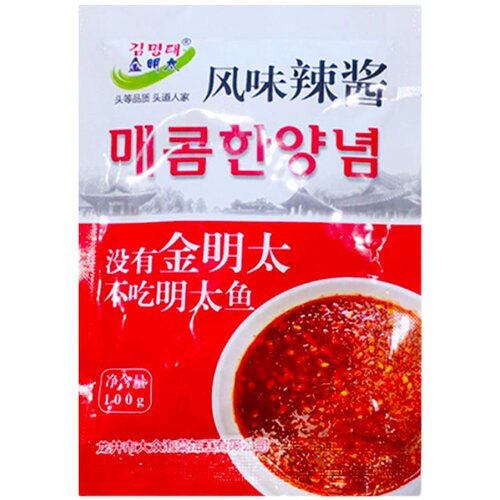 延边特产金明太风味辣椒酱烧烤酱海鲜酱火辣鸡爪料明太鱼蘸料辣酱 - 图0