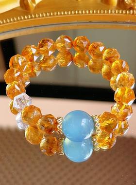 黄水晶海蓝宝切面阿塞暴