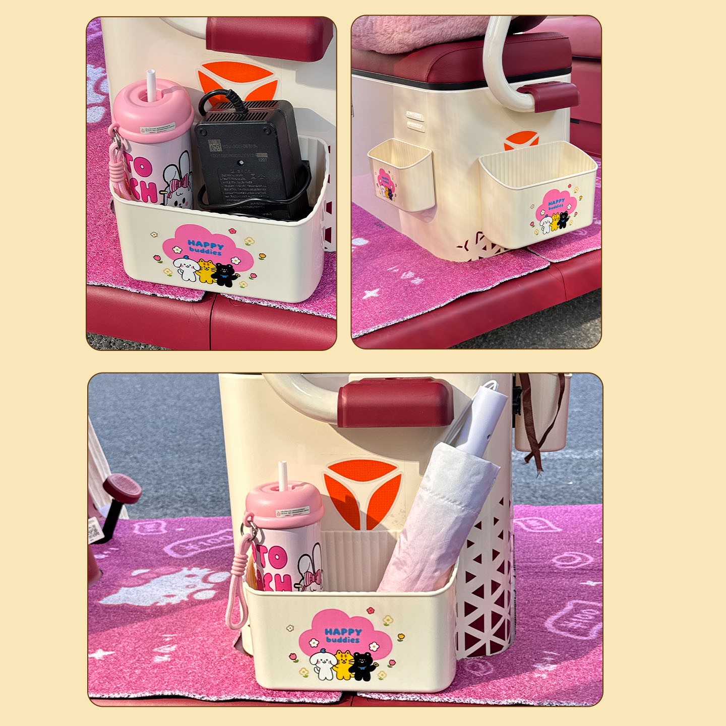 适用雅迪CL13三轮车收纳筐放东西神器磁吸收纳盒水杯支架装饰改造 - 图3