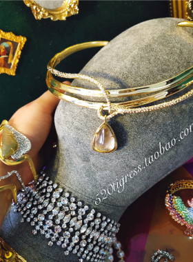 欧美小众镀18k复古水晶项圈吊坠