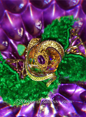 tigress 宫廷复古进口莱茵石闪蛇戒指 收藏