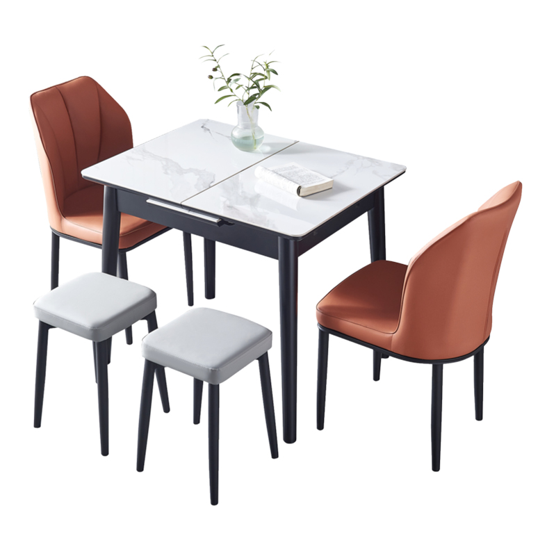 亮光岩板餐桌椅组合家用小户型简约可伸缩折叠轻奢网红餐桌长方形,淘宝优惠券,粉丝福利购,淘宝优惠卷