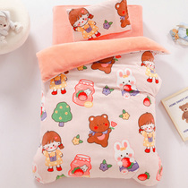 Kindergarten quilt Three sets of milk suede baby girl in the afternoon nap with core six pieces Coral Suede Bedding Autumn winter