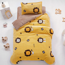 Winter Milk Suede Kindergarten Small Quilt Bifacial Thickened Baby to Quilt Cover Children Plus Suede Bed Goods Six Pieces