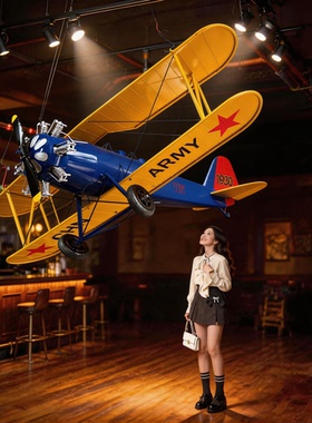 铁皮飞机工业风空中吊饰创意装饰