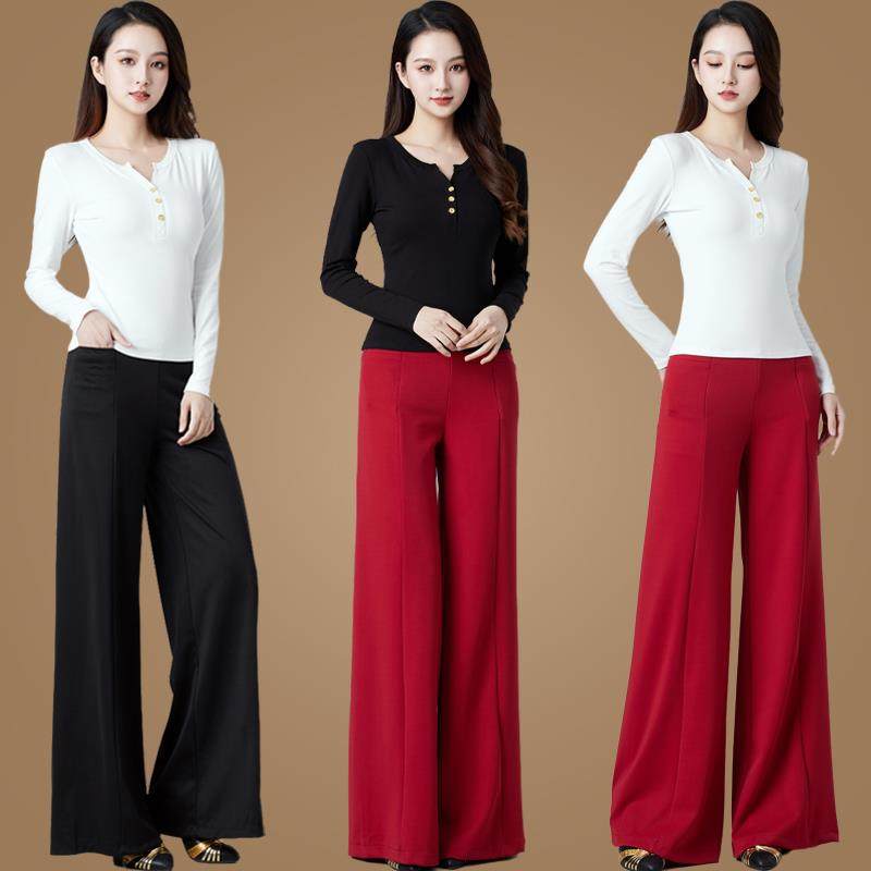 时尚新款长袖T恤衫广场舞服装套装春秋跳舞上衣女健身舞蹈喇叭裤,淘宝优惠券,粉丝福利购,淘宝优惠卷