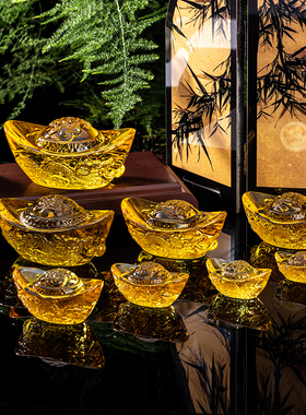 水晶元宝摆件黄水晶大小金元宝