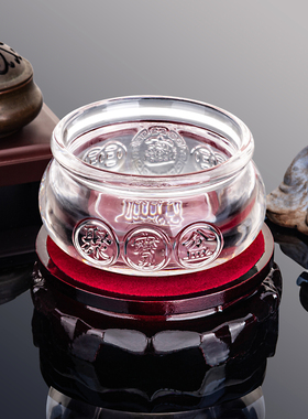 透明水晶聚宝盆摆件招财五帝钱