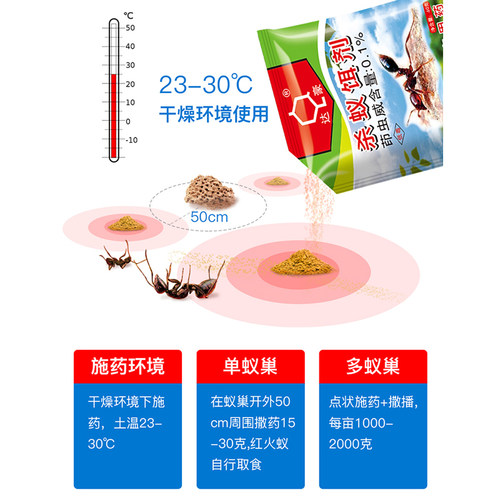 50包达豪灭红火蚁药粉黑黄蚂蚁农庄用蚁清野外果园草菜田杀蚁饵剂 - 图2