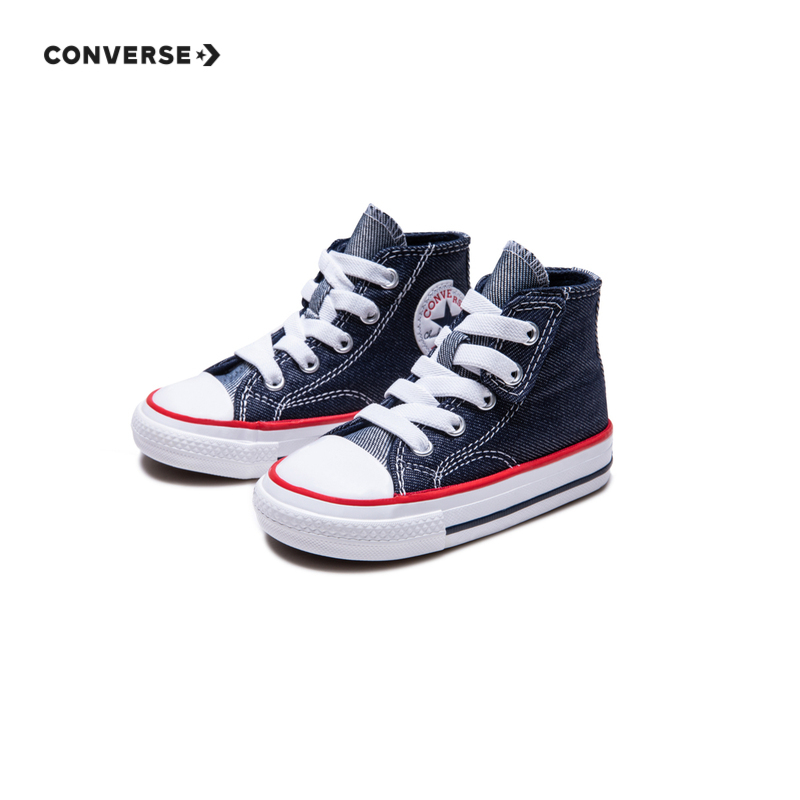 converse匡威童鞋婴童牛仔色高帮经典帆布鞋夏季新款宝贝舒适鞋子 - 图1