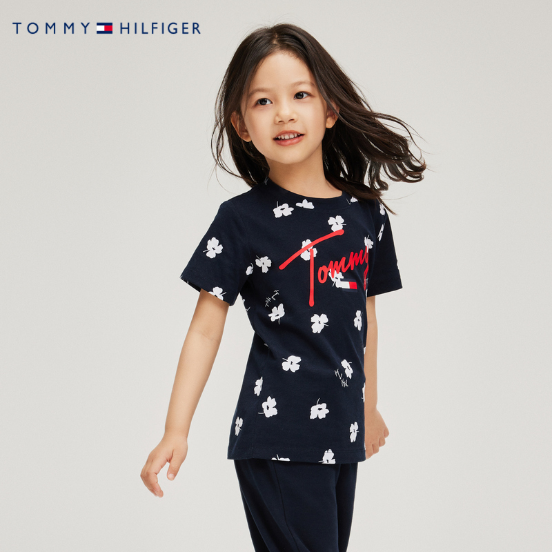 TOMMY儿童装女童短袖T恤夏季新品中大童纯棉上衣宝宝透气打底衫潮 - 图3