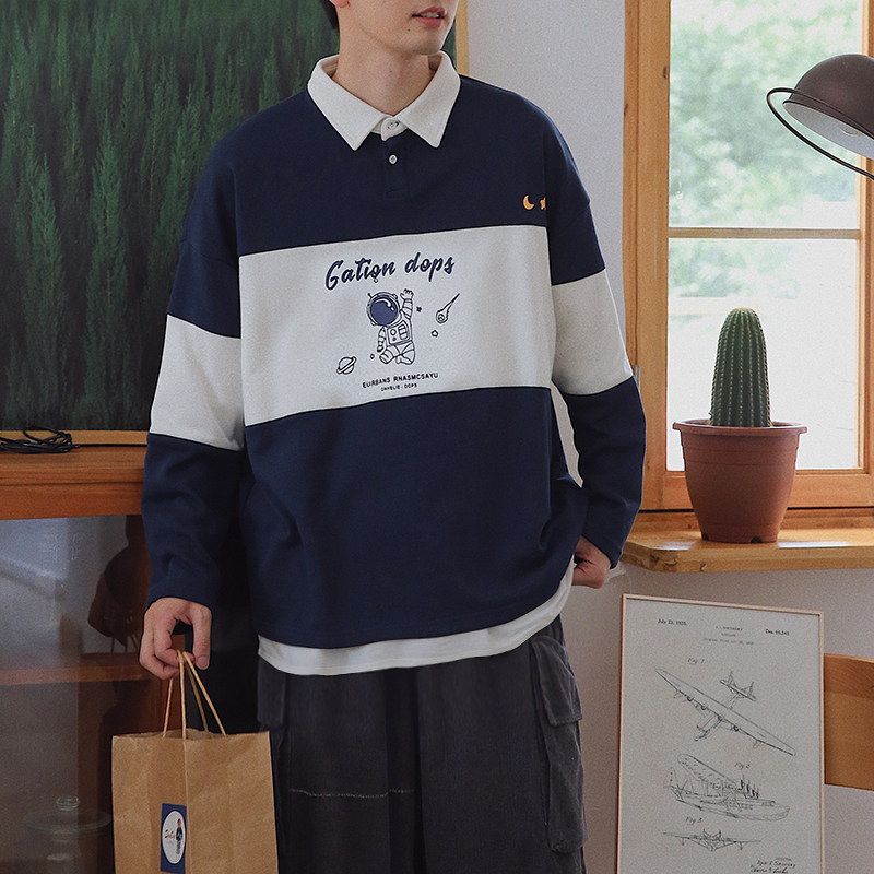 衫岛情侣装宇航员polo衫长袖潮卫衣 衫岛卫衣