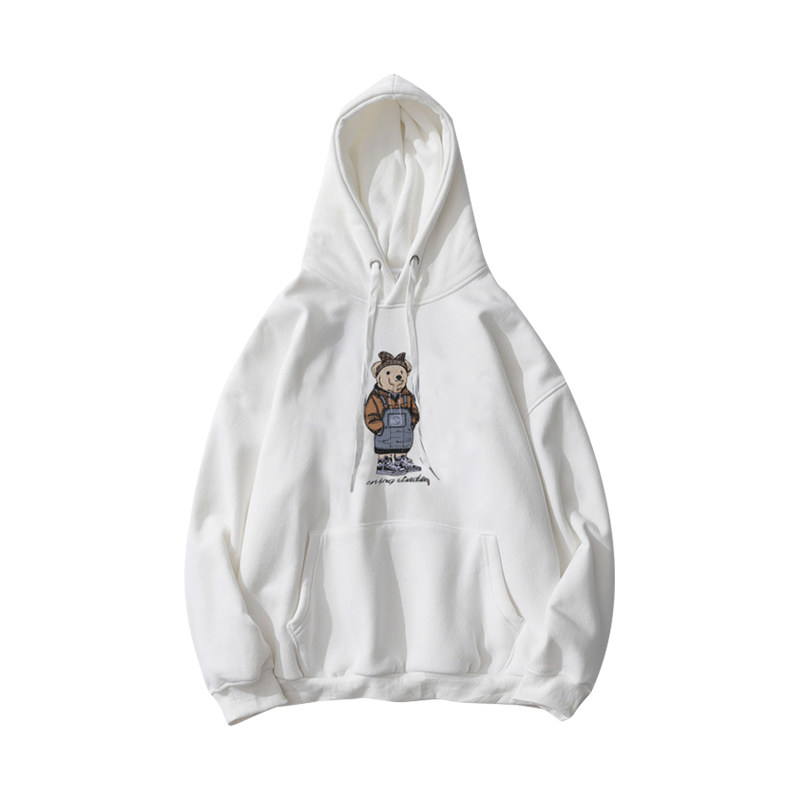 衫岛小熊刺绣情侣连帽男女ins卫衣 衫岛卫衣