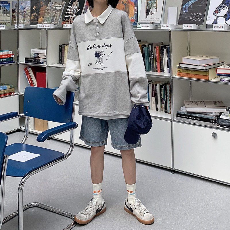 衫岛情侣装宇航员polo衫长袖潮卫衣 衫岛卫衣