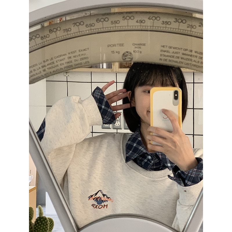 衫岛情侣男春秋季设计感格子潮卫衣 衫岛卫衣