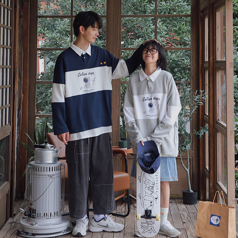 衫岛情侣装宇航员polo衫长袖潮卫衣 衫岛卫衣