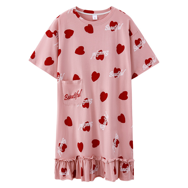 新款夏季纯棉短袖中长款天连衣裙 安思梦睡裙