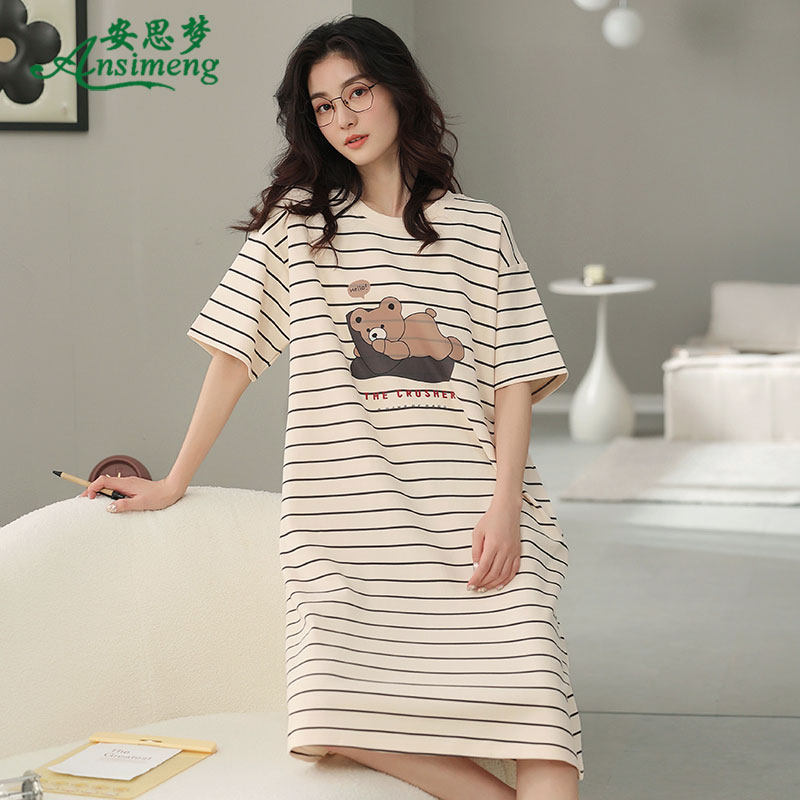 2022年新款夏天夏全棉短袖休闲睡裙 安思梦睡裙
