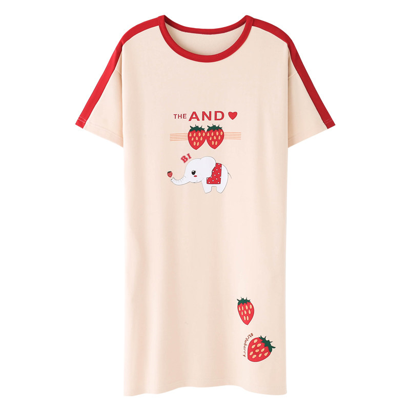 韩版睡裙女士纯棉短袖甜美全棉睡衣 安思梦睡裙