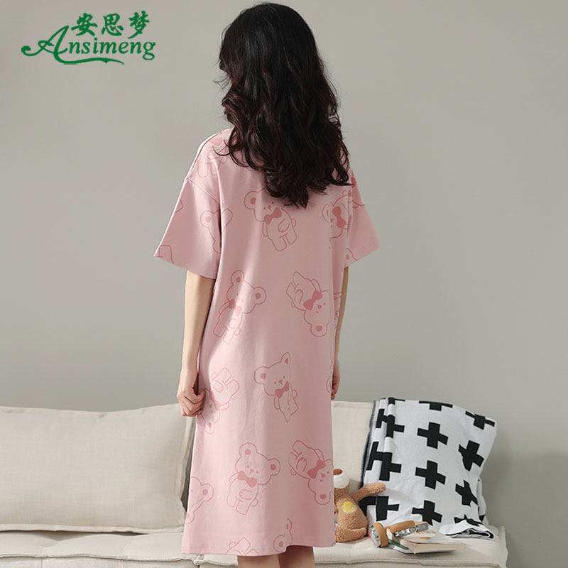 夏季纯棉短袖睡裙韩版圆领连衣裙子 安思梦睡裙
