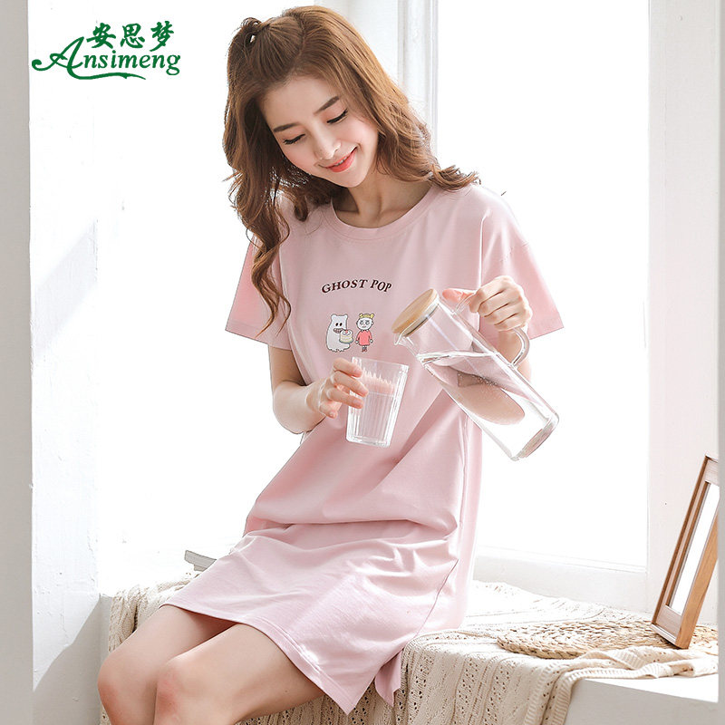 睡裙夏季甜美可爱纯棉短袖连衣裙 安思梦睡裙