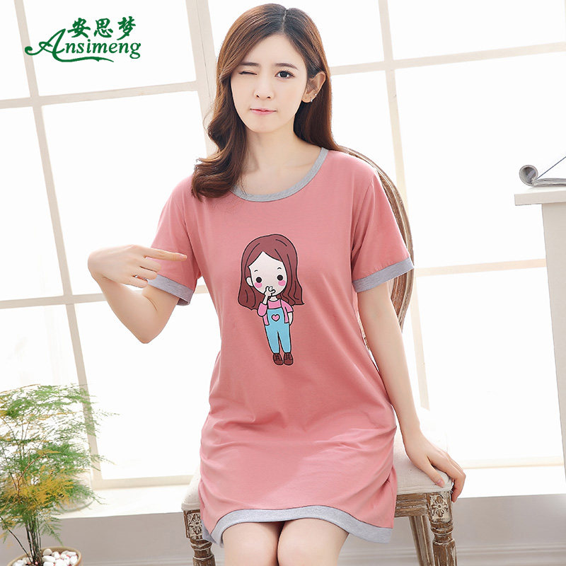 夏睡裙纯棉夏天甜美可爱短袖连衣裙 安思梦睡裙