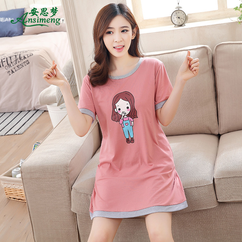 夏睡裙纯棉夏天甜美可爱短袖连衣裙 安思梦睡裙