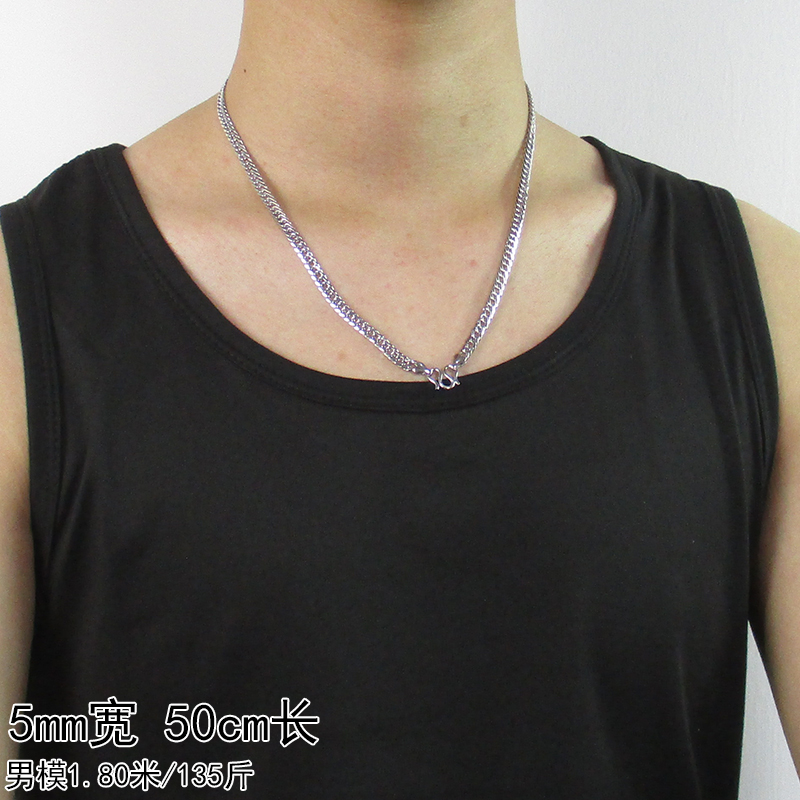 马鞭链Pt950铂金项链男包白金轻奢设计感ins嘻哈潮终身换新古巴链 - 图1