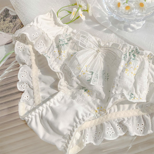 栀子花信~女生高颜值纯欲女士三角裤蕾丝内裤女款纯棉裆2026新款 - 图3