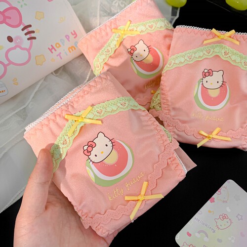 甜柚KT~女生日系甜美少女感内裤女2026新款蝴蝶结镂空蕾丝三角裤 - 图0