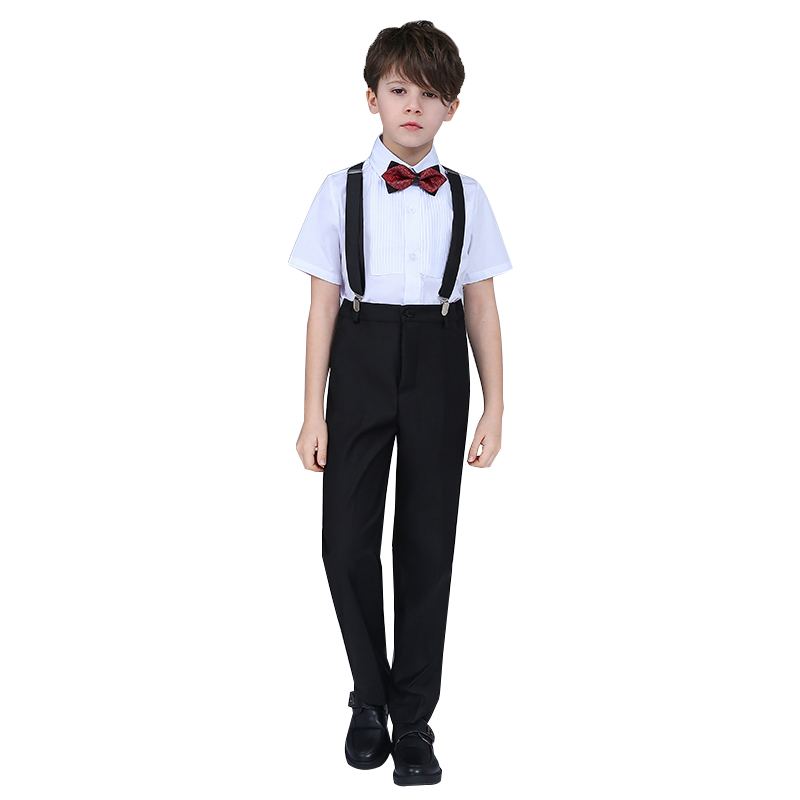 。六一小学生男童表演团服儿童背带裤演出服幼儿园校服套装礼服纯