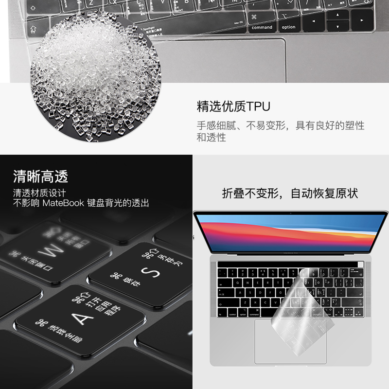ifacemall苹果macbookpro键盘膜适用14电脑2022air13寸mac笔记本macbook16超薄13.3快捷键15透明2021功能M1M2