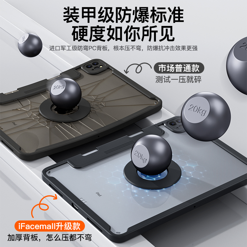 ifacemall滑轨ipadair6保护壳2024新款Pro11寸磁吸12.9保护套5带笔槽4适用苹果平板10第九代8旋转9防弯摔13-图0