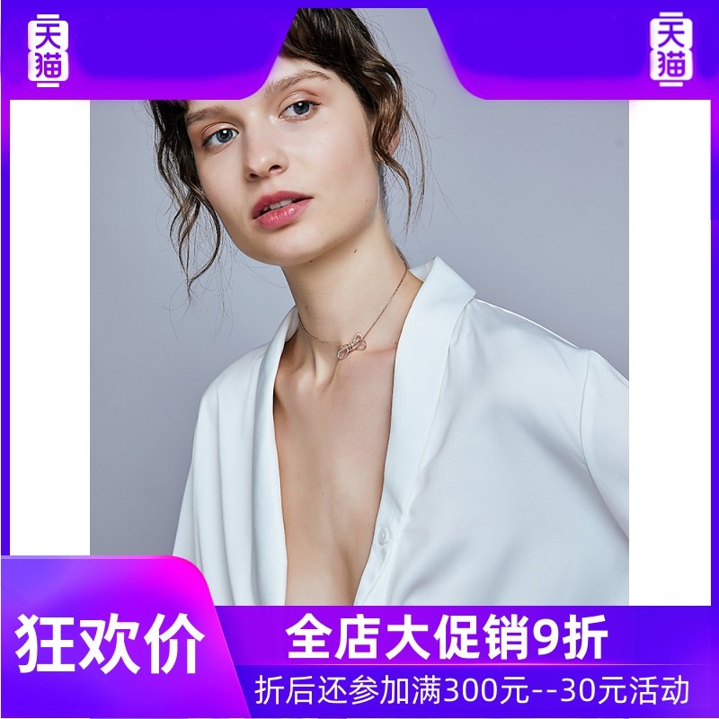 采用施华元素洛世奇蝴蝶结锁骨链 灵运宝项链