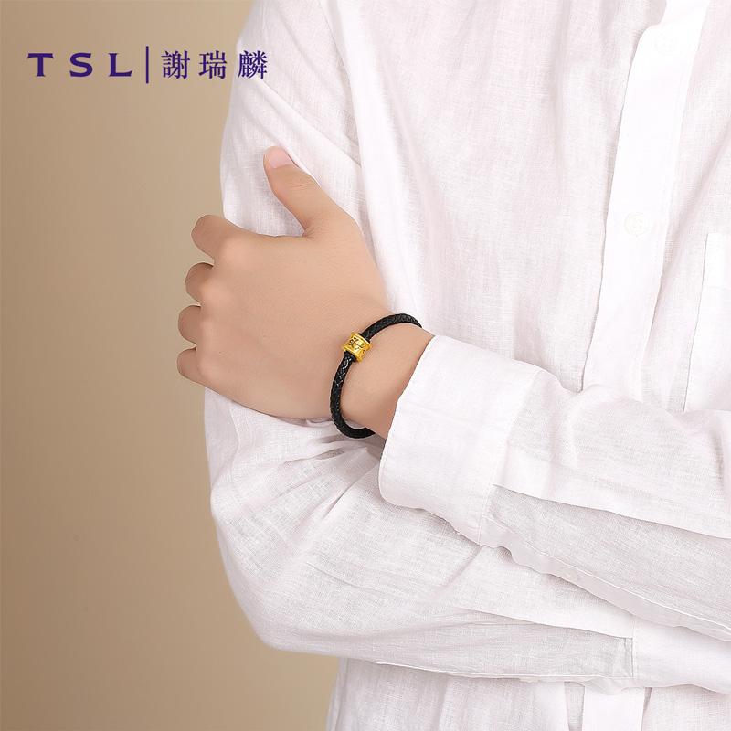 YS057 谢瑞麟酷黑刺青硬金黄金串珠男转运珠手绳 TSL YS055 YS057 谢瑞麟酷黑刺青硬金黄金串珠男转运珠手绳 TSL YS055