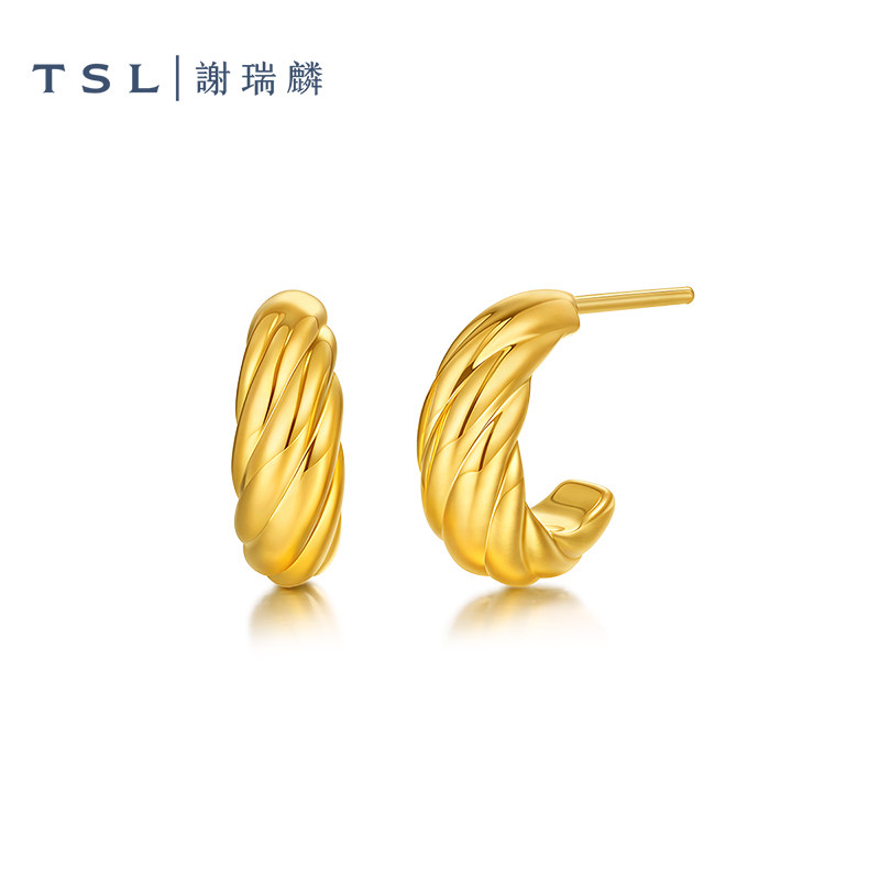 TSL谢瑞麟黄金耳饰5D硬金工艺足金耳饰耳环新品女士XR278,淘宝优惠券,粉丝福利购,淘宝优惠卷