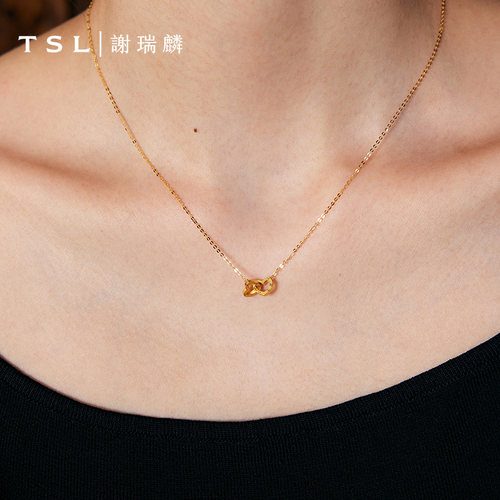 TSL谢瑞麟LOVE CIRCLE系列18K爱心双环项链彩金AG539 - 图1