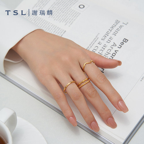 TSL谢瑞麟爱巢系列蜂巢黄金足金戒指5G工艺黄金指环YS507 - 图2
