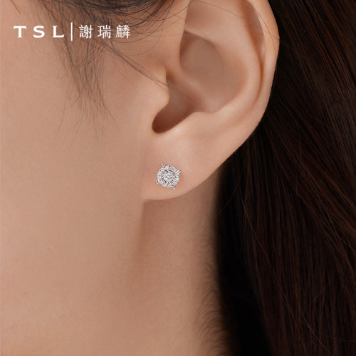 TSL谢瑞麟星之光系列18K金钻石耳钉爱唯一耳环女士63242 - 图2