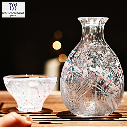 日本进口东洋佐佐木无铅玻璃日式四季水墨风清酒壶清酒杯酒具礼品 - 图1