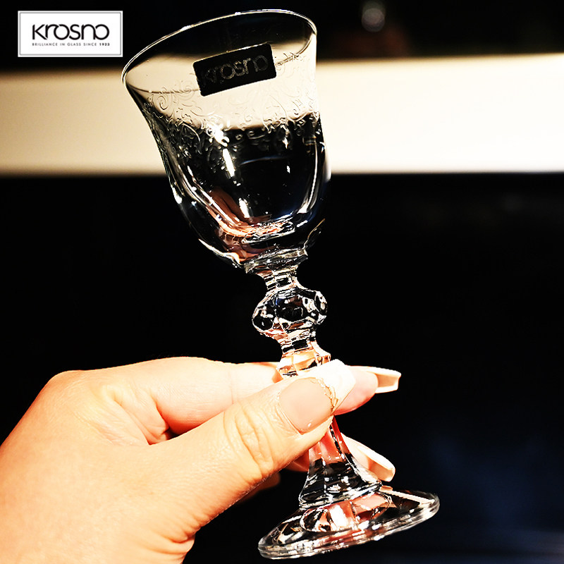 波兰 Krosno水晶玻璃复古花纹葡萄酒杯烈酒杯香槟杯威士忌杯套装,淘宝优惠券,粉丝福利购,淘宝优惠卷