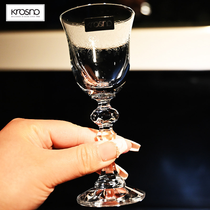 波兰 Krosno水晶玻璃复古花纹葡萄酒杯烈酒杯香槟杯威士忌杯套装,淘宝优惠券,粉丝福利购,淘宝优惠卷