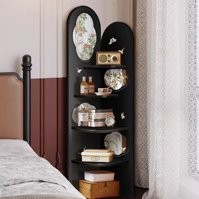 中古风转角装饰柜画墙角落地镜子摆件客厅置物架小户型夹缝收纳柜,淘宝优惠券,粉丝福利购,淘宝优惠卷