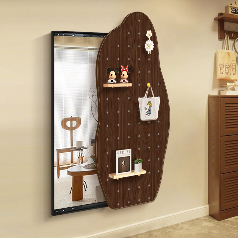 原木风洞洞板推拉镜异形玄关隐藏式全身镜挂画隐形可关闭试衣镜子,淘宝优惠券,粉丝福利购,淘宝优惠卷