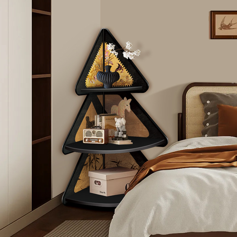 客厅转角柜圣诞树落地装饰摆件复古床头三角收纳柜墙角夹缝置物架,淘宝优惠券,粉丝福利购,淘宝优惠卷